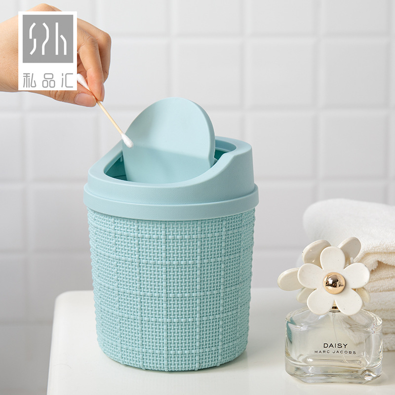 桌面垃圾分类桶家用塑料迷你分类垃圾桶室内办公摇盖卫生桶