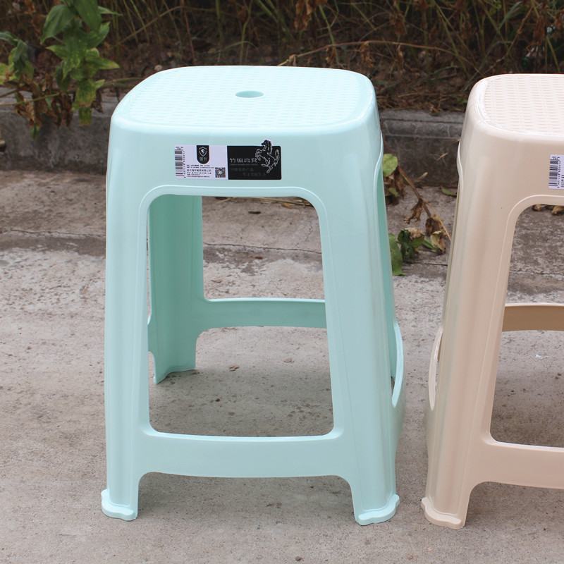 Square bamboo woven plastic stool, home anti-slip bamboo woven stool, adult thickened PP plastic living room bedroom chief editor stool details Picture
