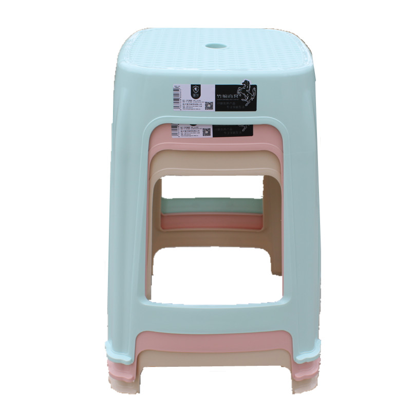Square bamboo woven plastic stool, home anti-slip bamboo woven stool, adult thickened PP plastic living room bedroom chief editor stool Item Picture