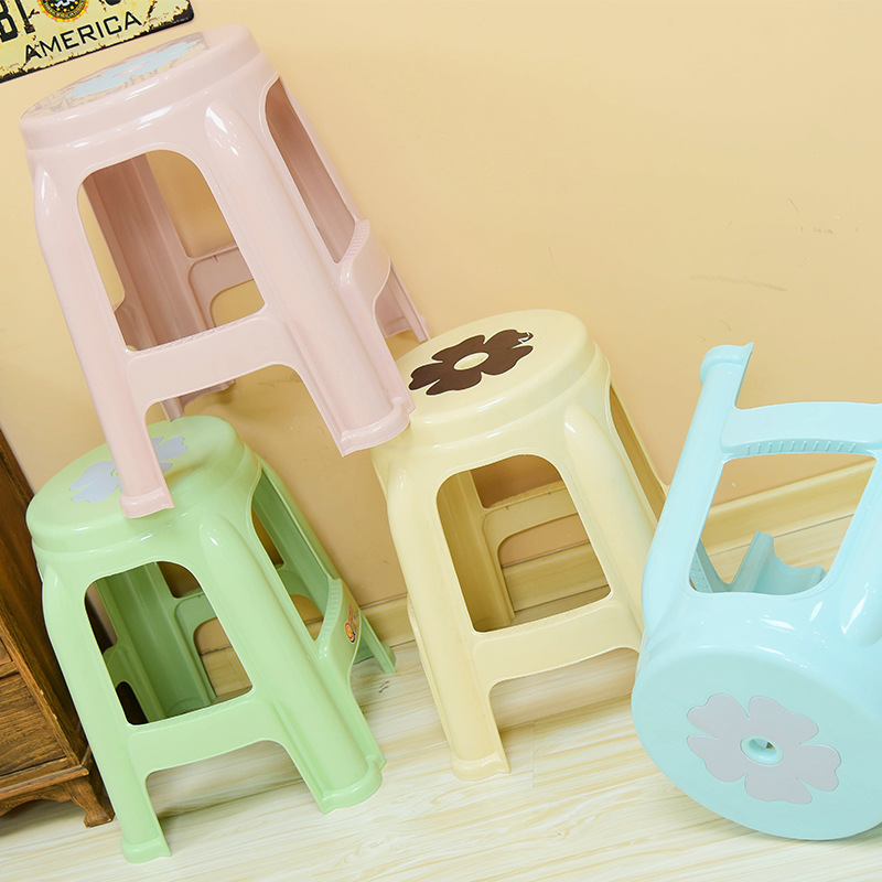 简约凳子防滑家用加厚圆形凳 成人儿童塑料花鼓圆凳客厅厨房