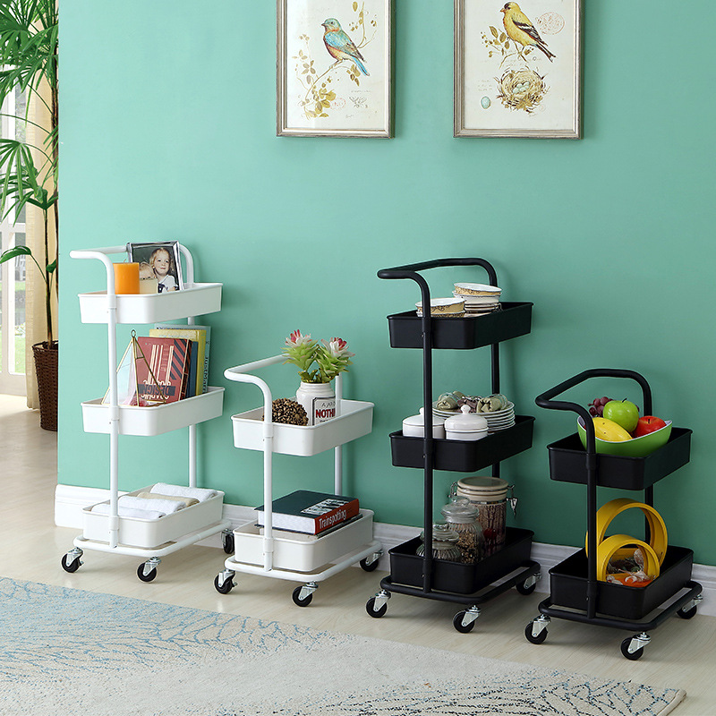 New kitchen and bathroom multi-layer storage rack, bathroom trolley, mobile and easy-to-organize rack, living room storage rack Application Scenario