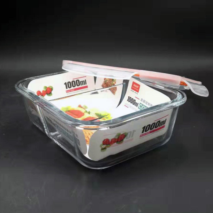 Fashionable home high borosilicate glass tempered grid microwave oven-specific fresh-keeping bowl details Picture