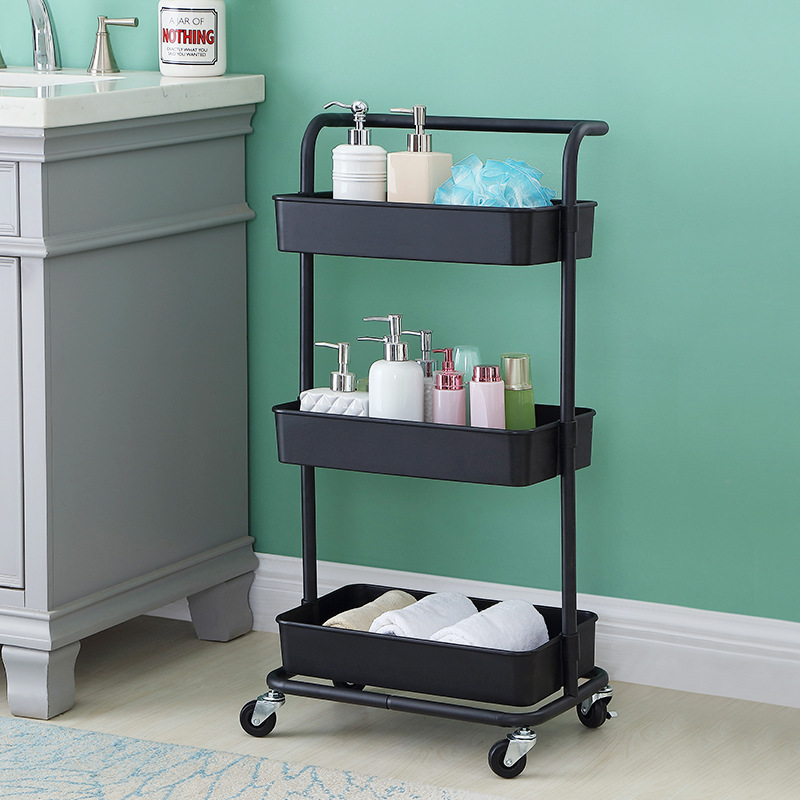 New kitchen and bathroom multi-layer storage rack, bathroom trolley, mobile and easy-to-organize rack, living room storage rack details Picture