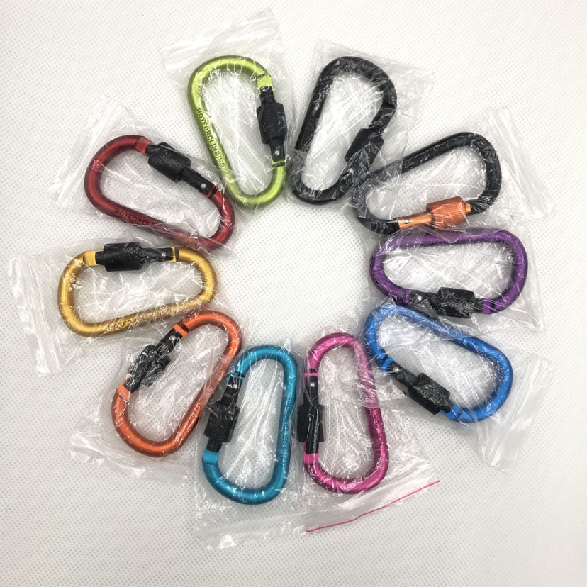 EDC户外登山扣 挂件扣 快挂扣 彩色D扣螺帽扣产品图