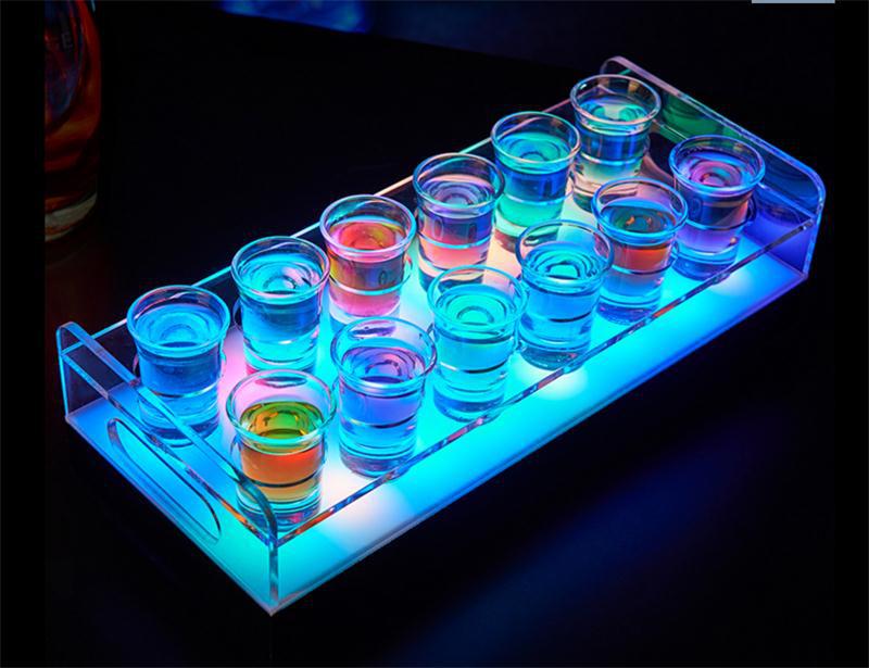 Luminous cup holder, bullet cup holder, transparent mouth cup holder, cocktail seven-color cup holder, LED acrylic cocktail cup holder details Picture