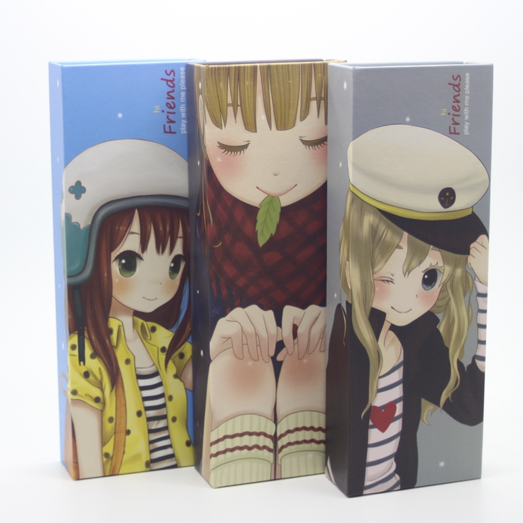 School season students pencil box cute pencil box paper box with magnetic cute little girl