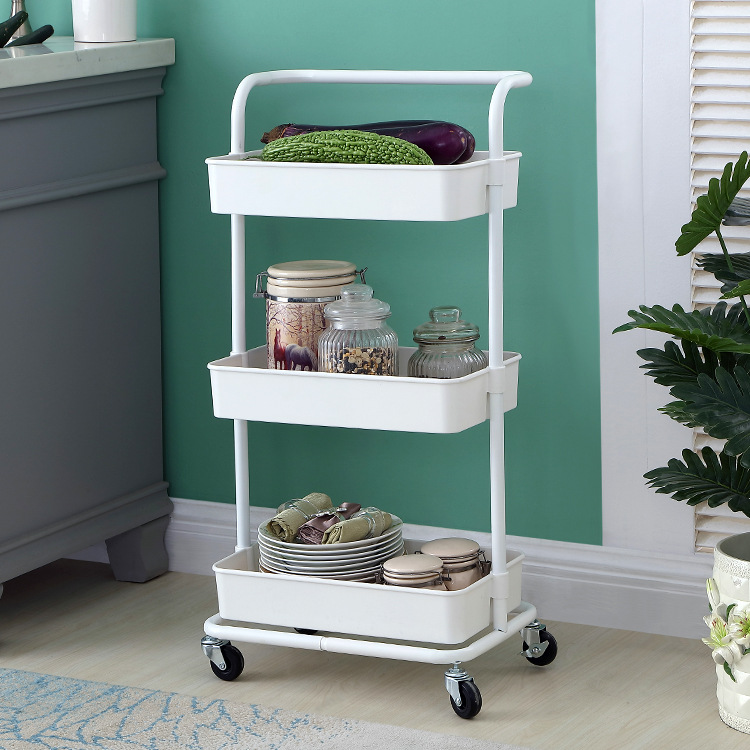 New kitchen and bathroom multi-layer storage rack, bathroom trolley, mobile and easy-to-organize rack, living room storage rack