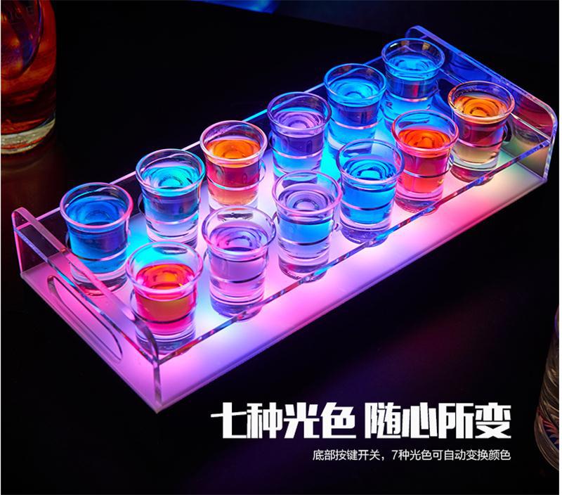 Luminous cup holder, bullet cup holder, transparent mouth cup holder, cocktail seven-color cup holder, LED acrylic cocktail cup holder