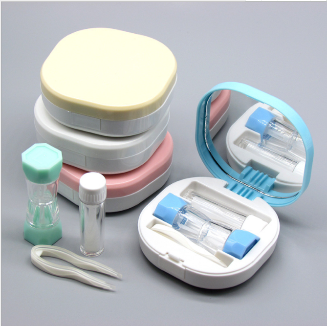 The new contact lens case is of high quality. It features a RGP hard companion box with a glossy cosmetic contact lens case and an integrated suction rod