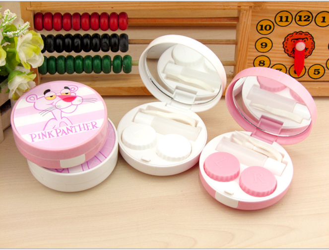 The new Pink Leopard contact lens case, cute cartoon color contact box and contact companion box are available with optional patterns details Picture