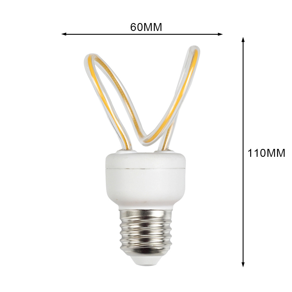 Ring-shaped LED bulb, tubular wound LED filament lamp, flexible soft filament artistic decorative bulb, E27 large screw mouth Specification image