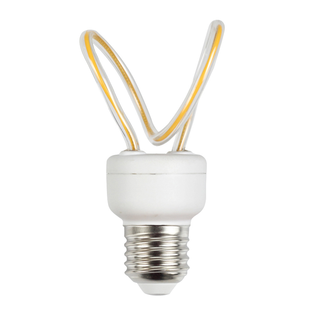 Ring-shaped LED bulb, tubular wound LED filament lamp, flexible soft filament artistic decorative bulb, E27 large screw mouth