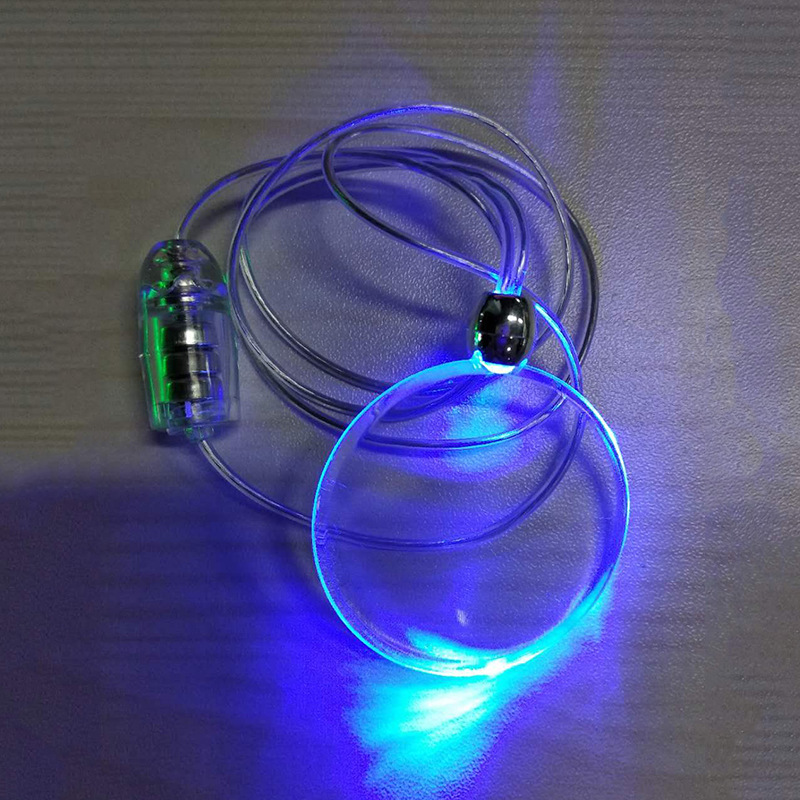 万圣节led发光项链 圆形七彩发光透明吊坠广告礼品发光项链
