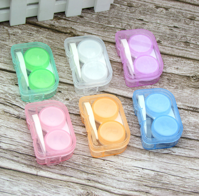 Small contact lens case, portable beauty contact box, contact companion box promotion, student glasses case, jelly color