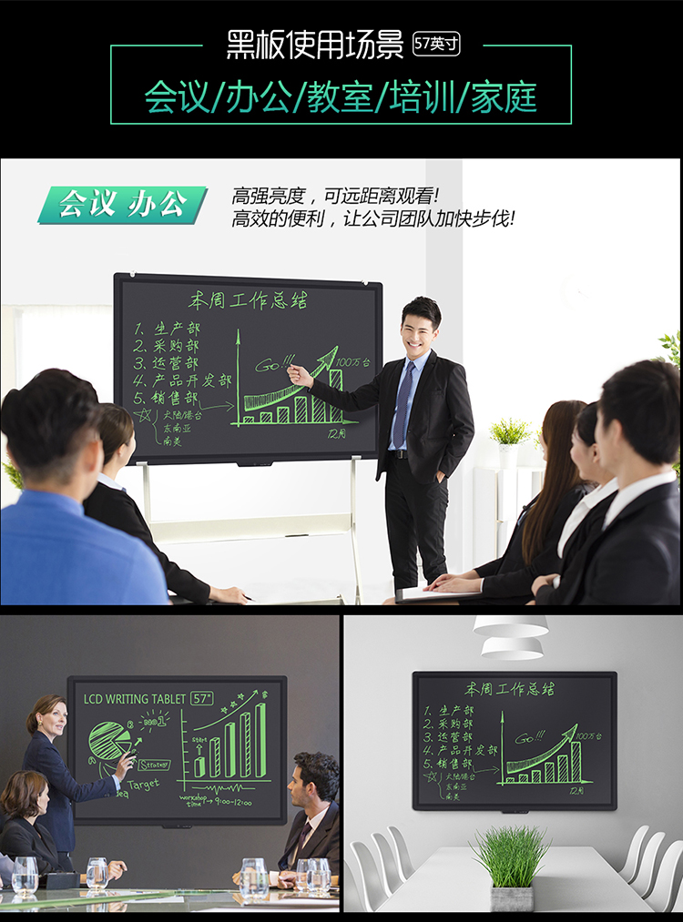 57-inch LCD handwriting board, drawing board, conference training, message leaving, graffiti display, electronic whiteboard, large conference blackboard Specification image