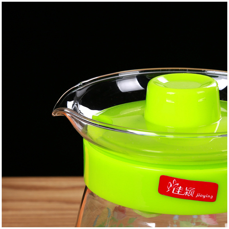 New product, transparent large-capacity cold water kettle with baked flowers, household plastic-handled cold water kettle manufacturer wholesale, beverage and juice tying kettle Application Scenario