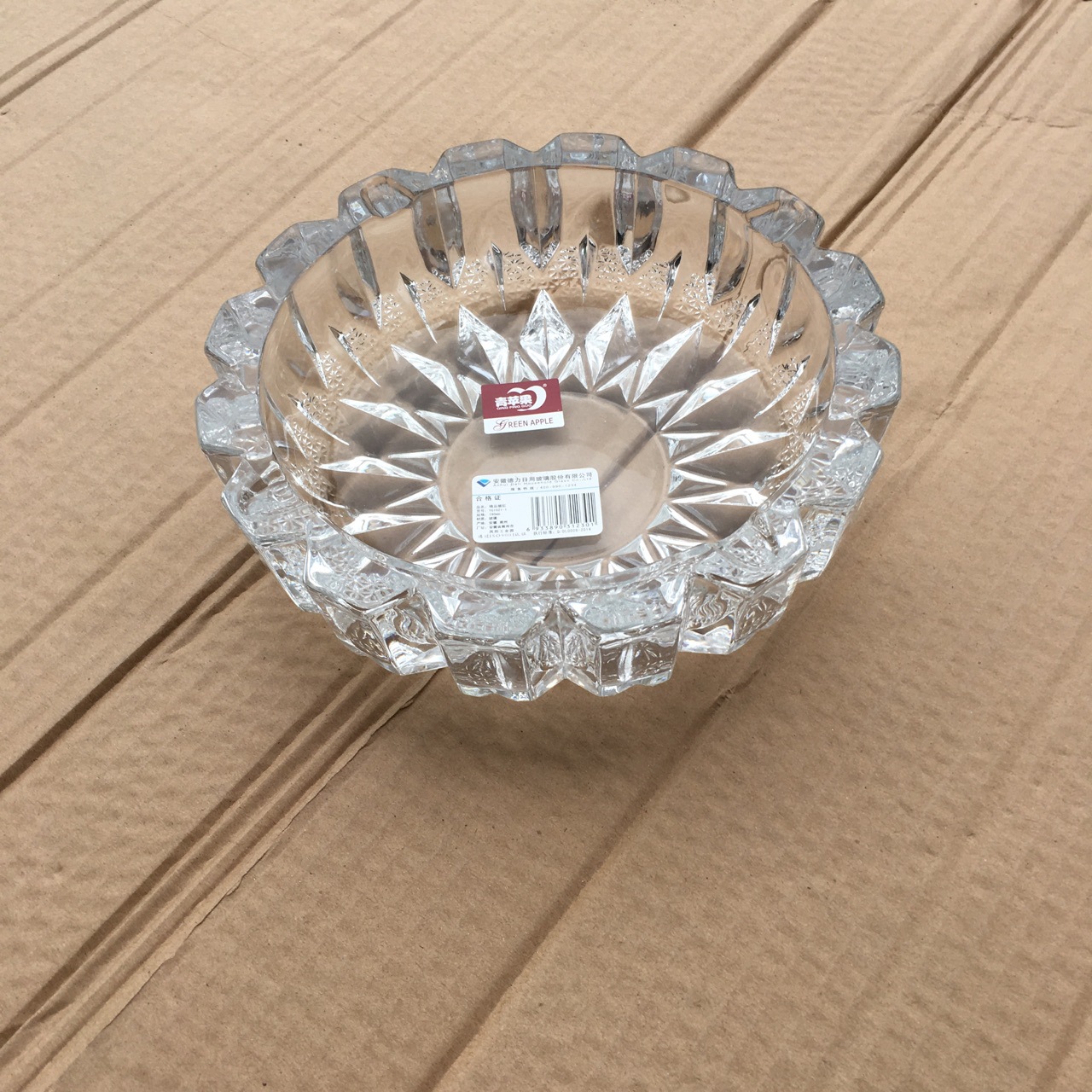 大号钻石款烟灰缸青苹果YG1021-1高档玻璃烟缸 外贸现货可印广告产品图