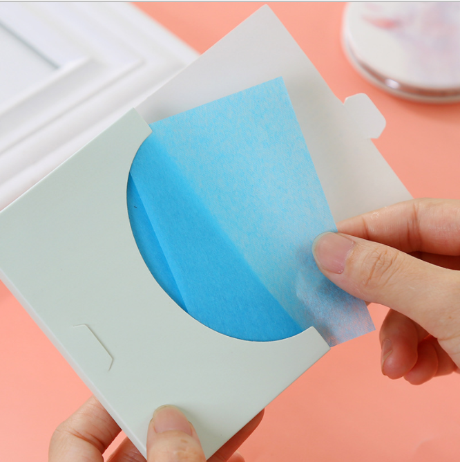 Summer Oil-absorbing facial tissues for men and women, refreshing for oily skin, oil-control blue film, cleansing and touch-up tool, 50-piece set details Picture