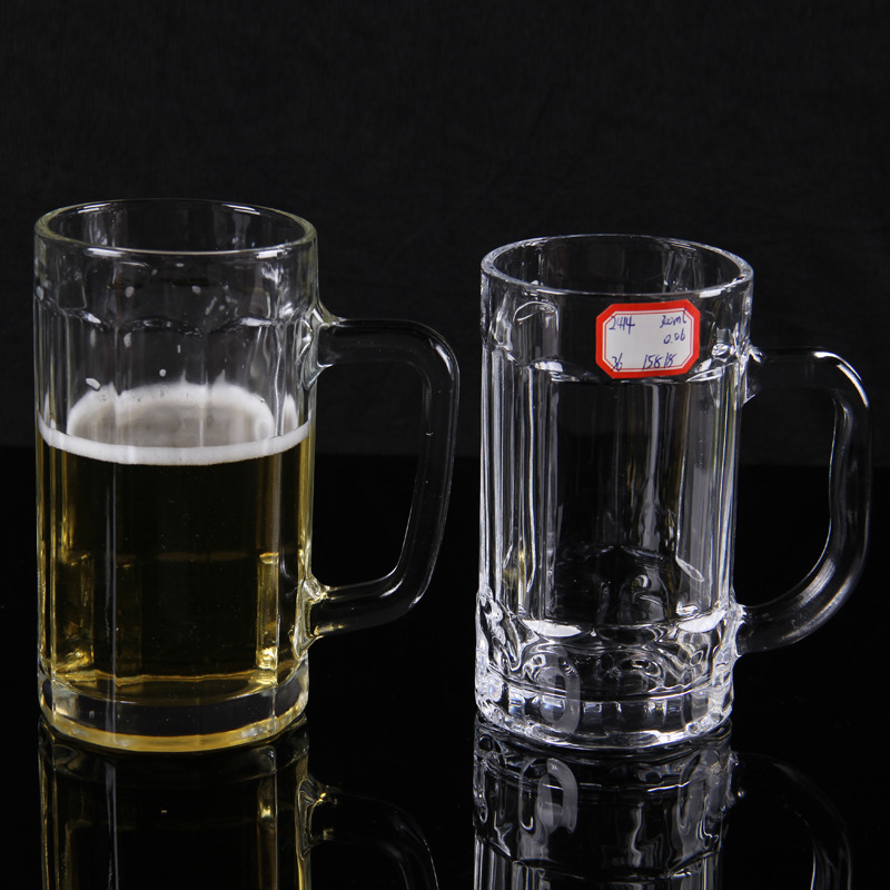 厂家直销玻璃酒杯 啤酒杯 扎啤杯 直身玻璃啤酒杯 带手柄杯