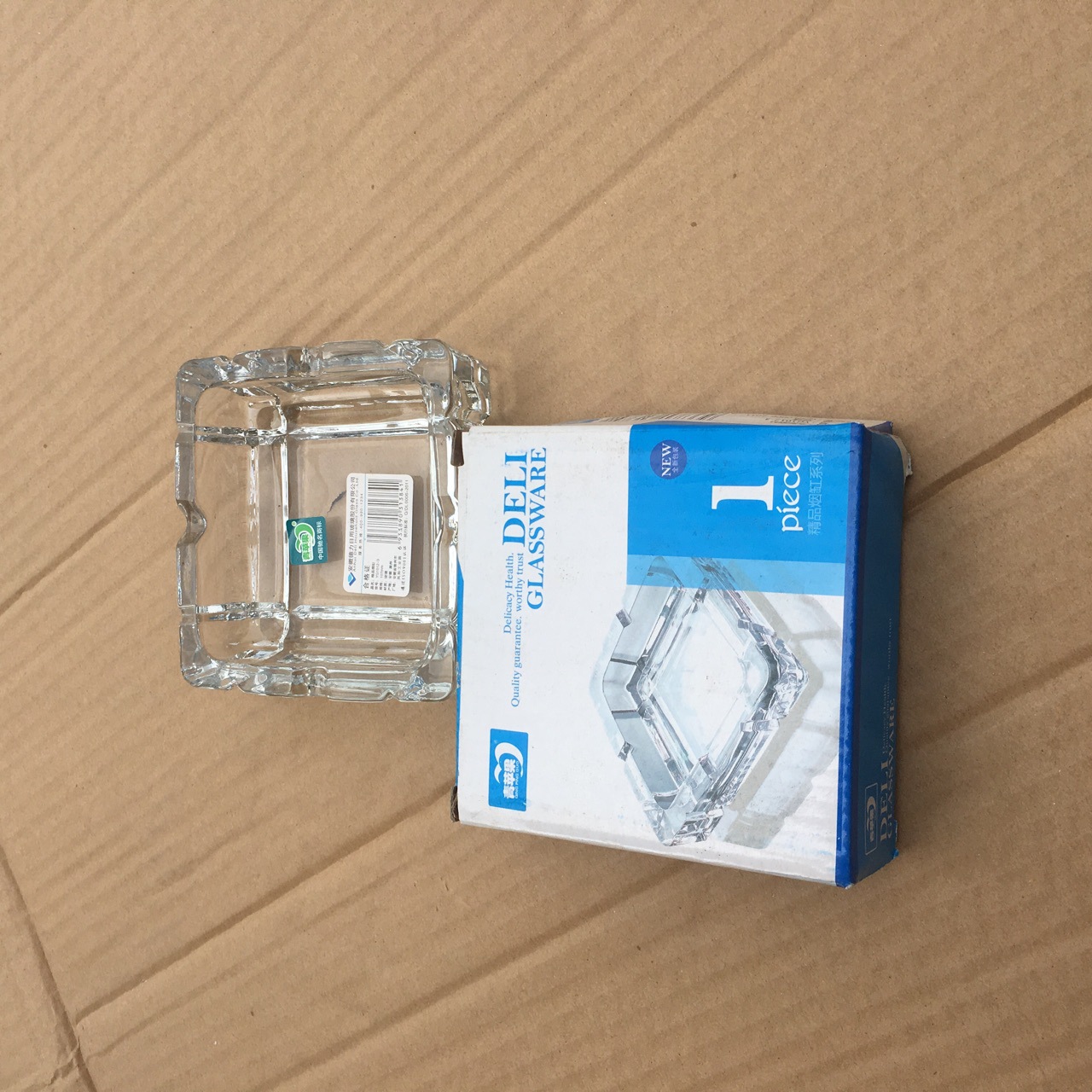 中号方款烟灰缸青苹果YG1012-3 家用KTV透明烟缸 印logo广告现货细节图