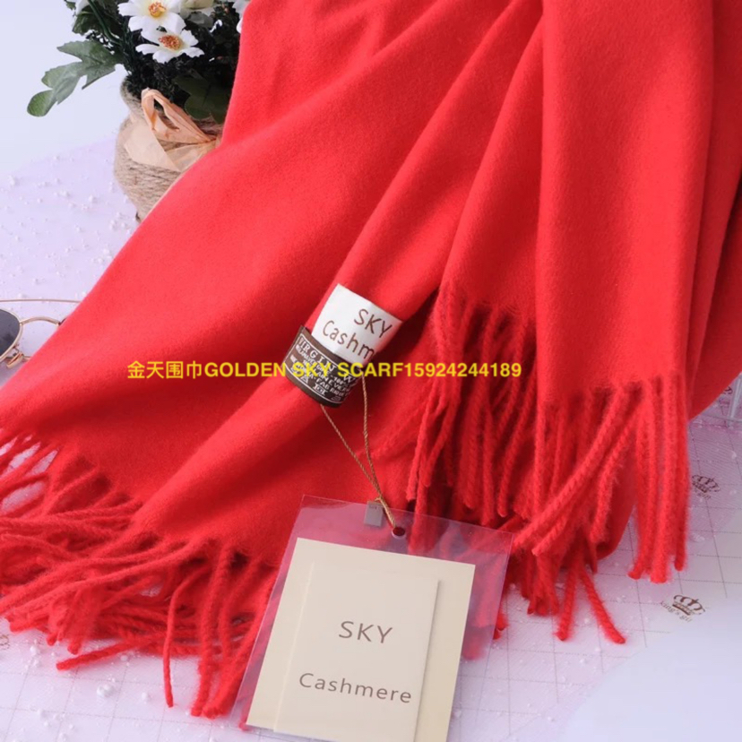 Scarf Big Red Reunion Cashmere Scarf Can Show Gdden Sky details Picture