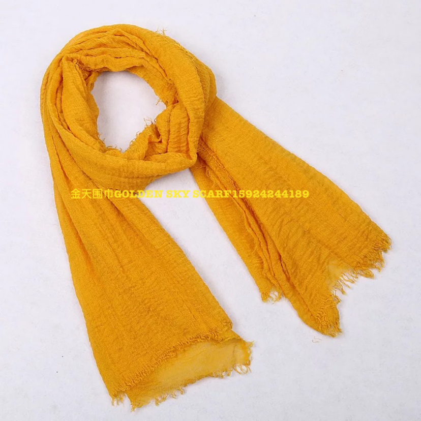 Scarf Cotton And Linen Scarf Silk Scarf Foreign Trade Explosion Natural Wrinkle Super Soft Scarf Gdden Sky Specification drawing