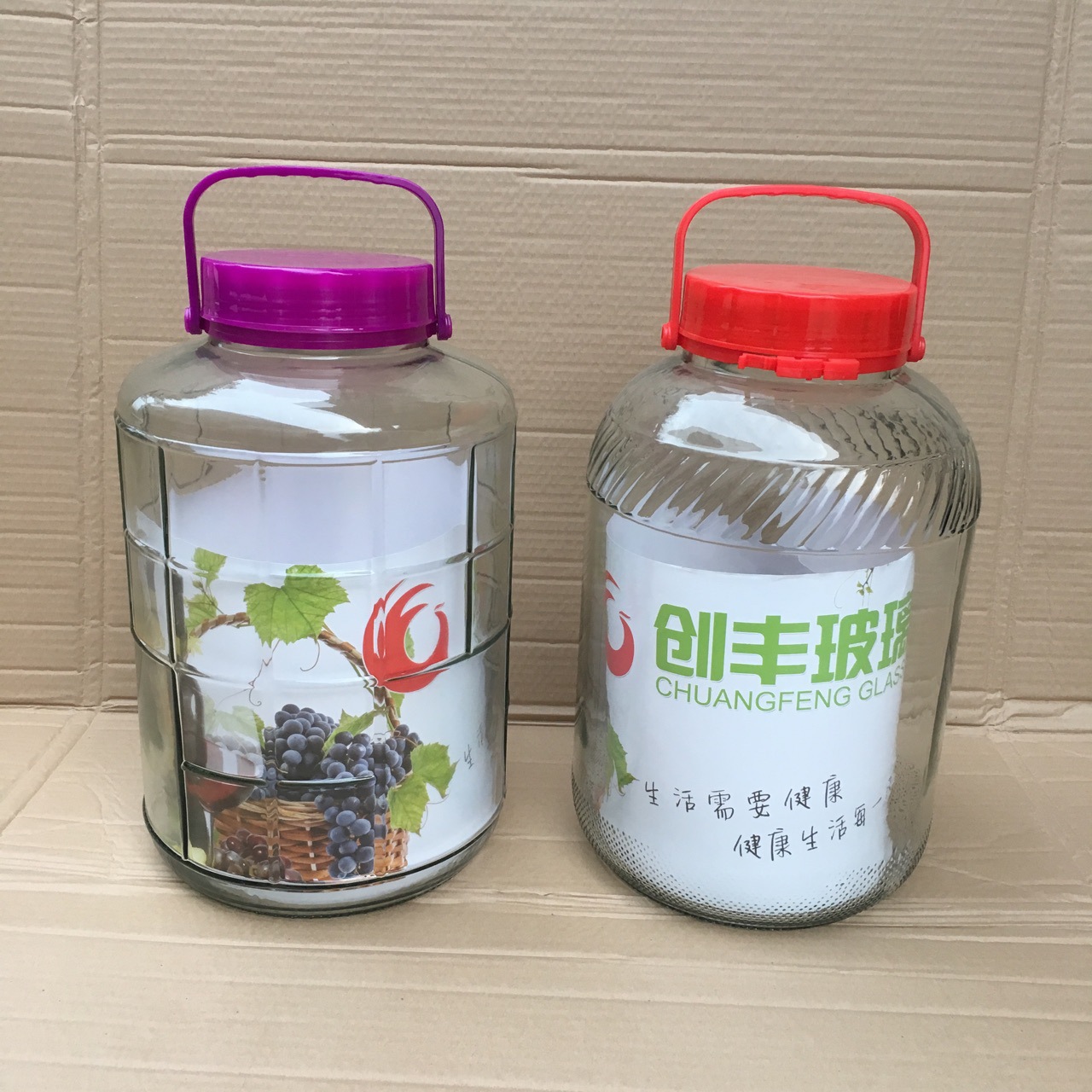 超大梅酒瓶16升32斤紫盖方格红盖斜纹泡酒瓶密封玻璃瓶 厂家直销