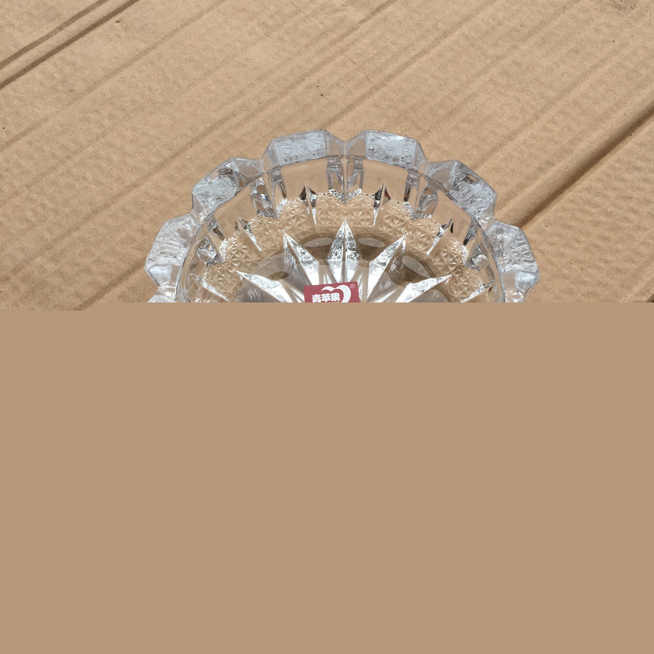 中号钻石圆形烟灰缸青苹果YG1021-2玻璃烟缸 外贸货源现货印广告