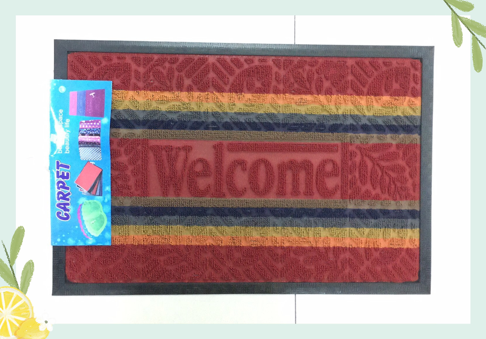 New 40*60cm rubber ring velvet floor mat, foot mat, water-absorbing anti-slip floor mat, anti-slip mat, rubber mat full figure