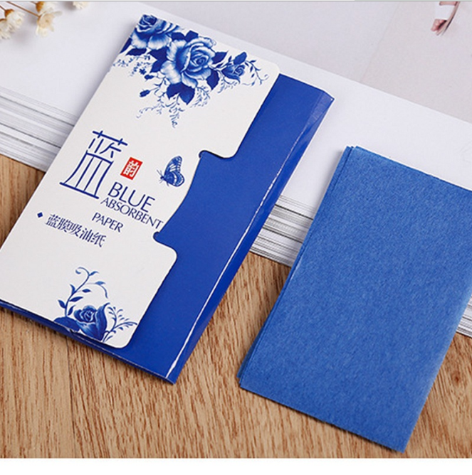 夏季蓝膜面部吸油纸批发50片清爽去油脸部控油女清洁化妆工具皮肤细节图