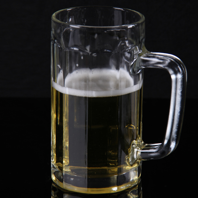 厂家直销玻璃酒杯 啤酒杯 扎啤杯 直身玻璃啤酒杯 带手柄杯细节图