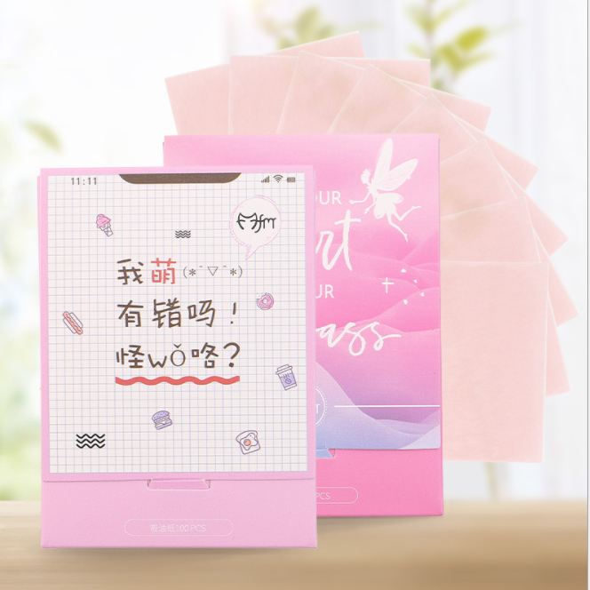 Beauty Girl Oil Blotting Paper 100 Oil blotting paper Face for Women Oil control Face makeup Clean, shrink pores and remove oil