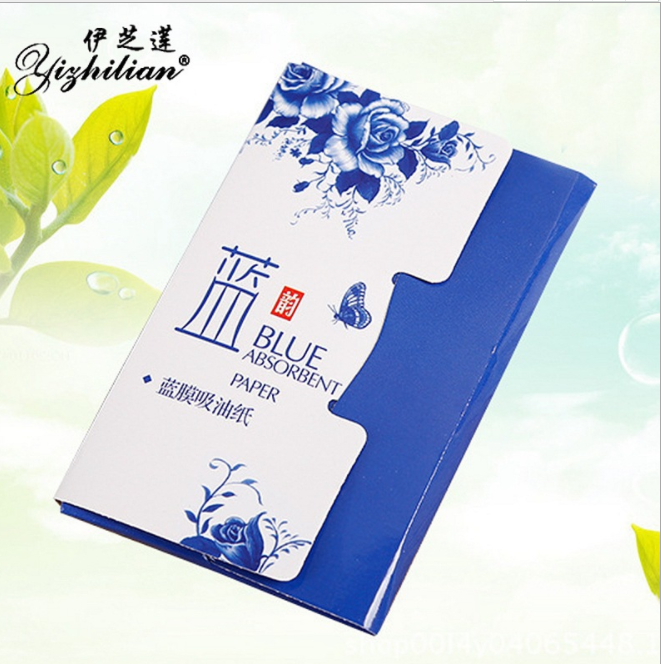 夏季蓝膜面部吸油纸批发50片清爽去油脸部控油女清洁化妆工具皮肤