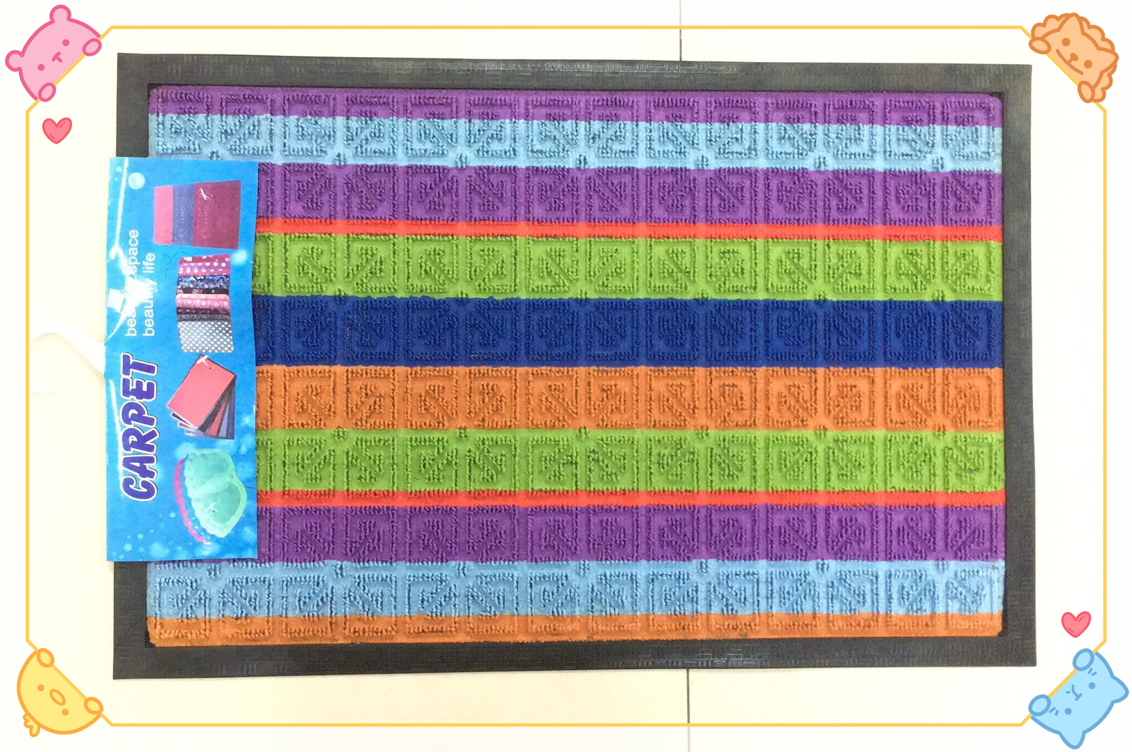 New 40*60cm rubber ring velvet floor mat, foot mat, water-absorbing anti-slip floor mat, anti-slip mat, rubber mat Specification drawing