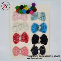 Professional custom high heel shoe buckle shoe accessories handmade beaded bow shoe flower zy081118