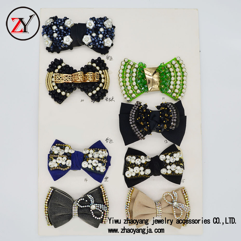 【新款上市】春夏凉鞋人字拖布花 钉珠手工鞋花 可订做 zy081018产品图