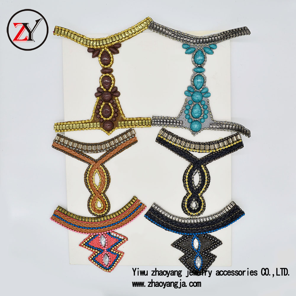 新款春夏凉鞋人字拖水晶串珠鞋饰 手工鞋花 可定制 zy081119产品图
