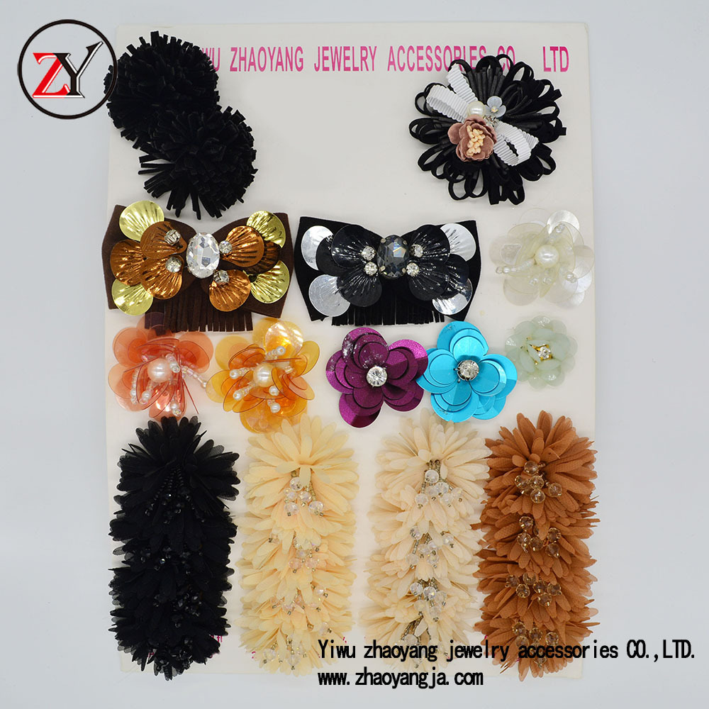 Manufacturers direct handmade beaded cloth flower shoe decoration Yiwu shoe flower quality assurance zy081014