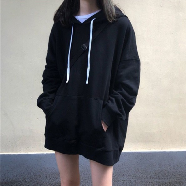Solid color hoodie for girls 2019 Korean student loose hooded jacket Versatile mid-length long-sleeved top autumn