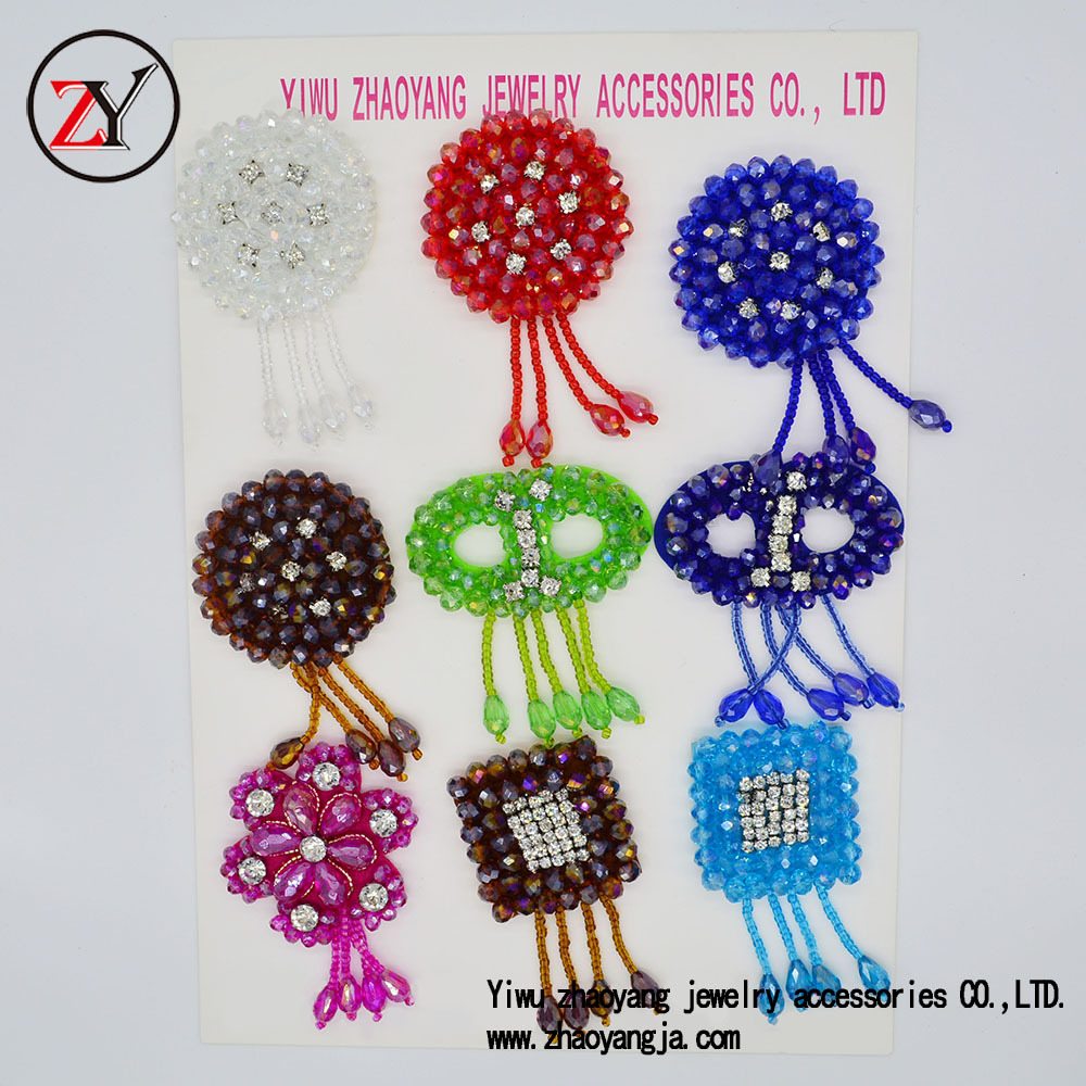 新款春夏凉鞋人字拖水晶串珠鞋饰 手工鞋花 可定制 zy081119