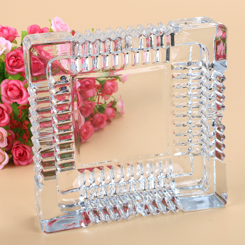 水晶烟灰缸酒店宾馆方形创意礼品盒装家用玻璃个性烟灰缸产品图