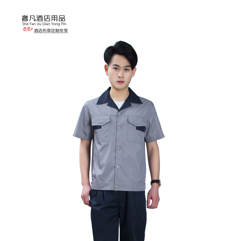 夏季工作服套装男士劳保服长袖短袖工程厂服工人汽修工装薄款上衣产品图