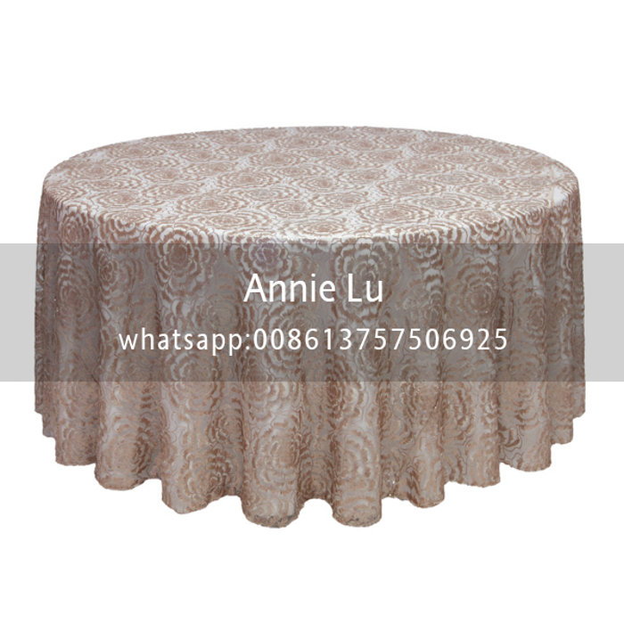 Annie Wedding's new high-end three-dimensional matte gold sequined embroidered peony tablecloth, wedding hotel tablecloth and chair cover
