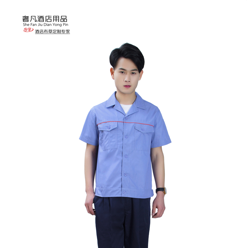 夏季工作服套装男士劳保服长袖短袖工程厂服工人汽修工装薄款上衣白底实物图