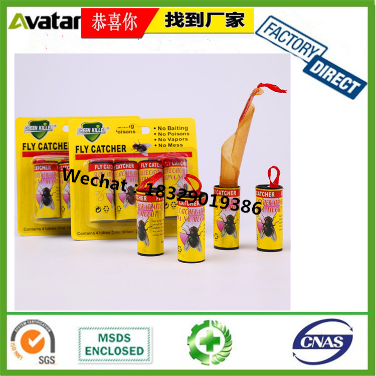 4 Rolls sticky catch flies paper flying glue trap ribbon fly
