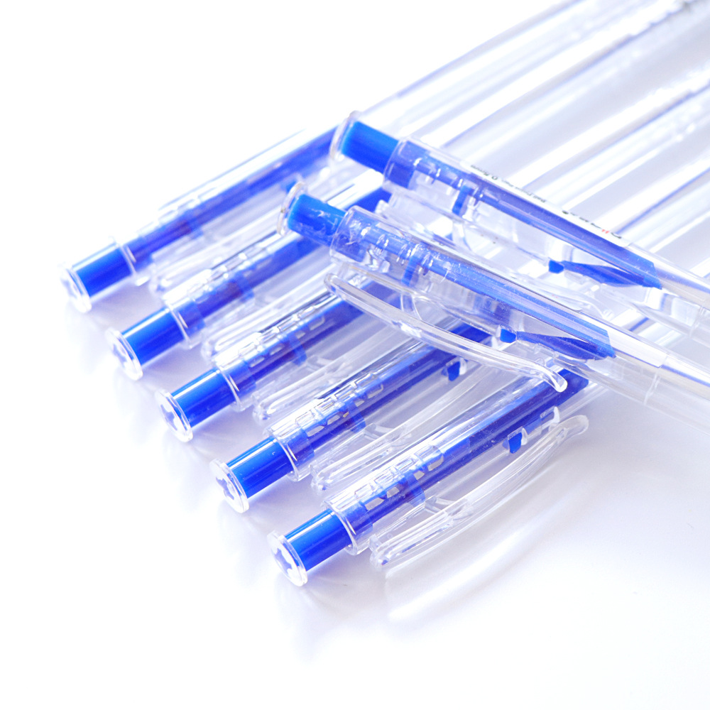 Blue ballpoint pen for punctuation stationery, simple plastic transparent, wholesale in stock, factory direct sales, BD-027 Application Scenario