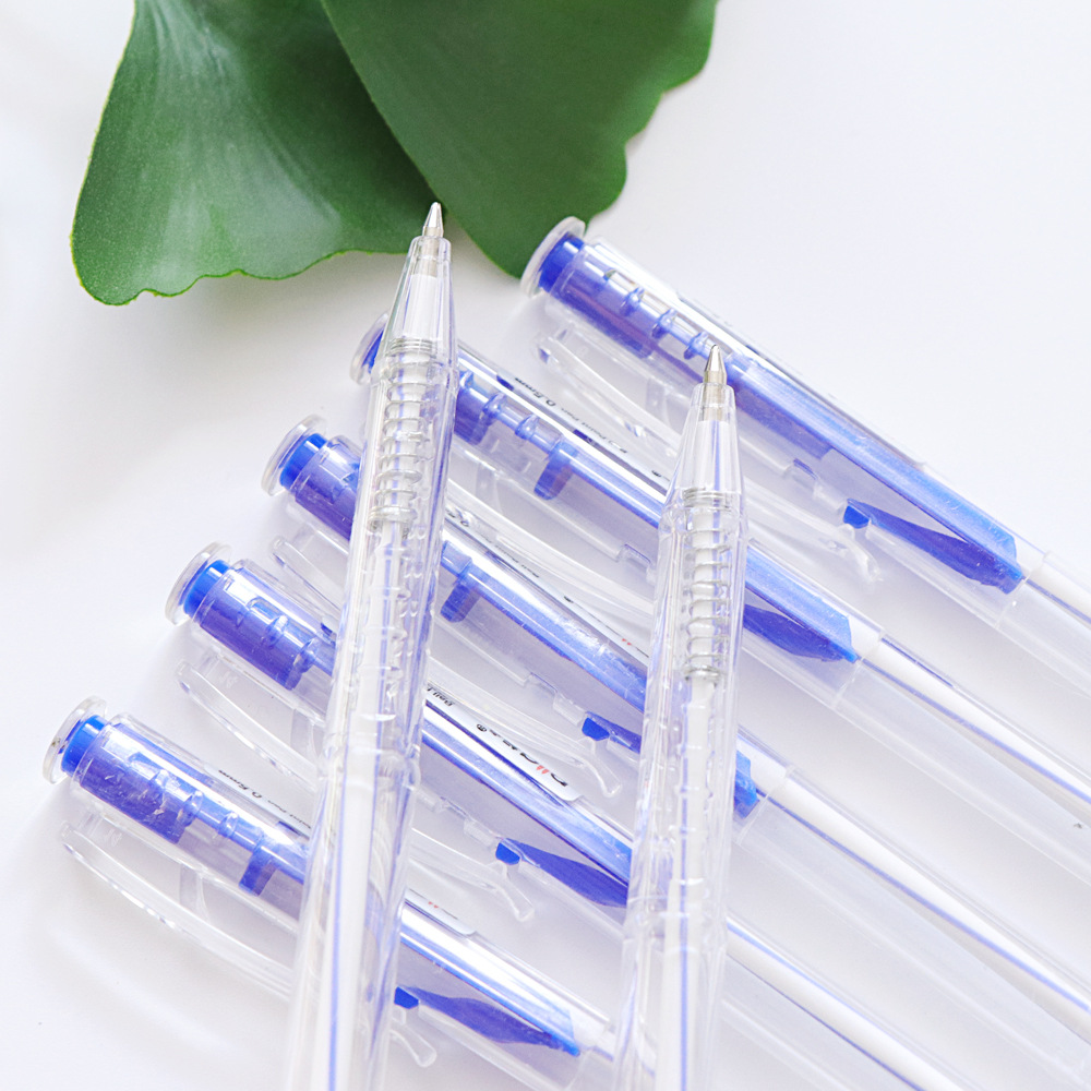 Blue ballpoint pen for punctuation stationery, simple plastic transparent, wholesale in stock, factory direct sales, BD-027 Specification image