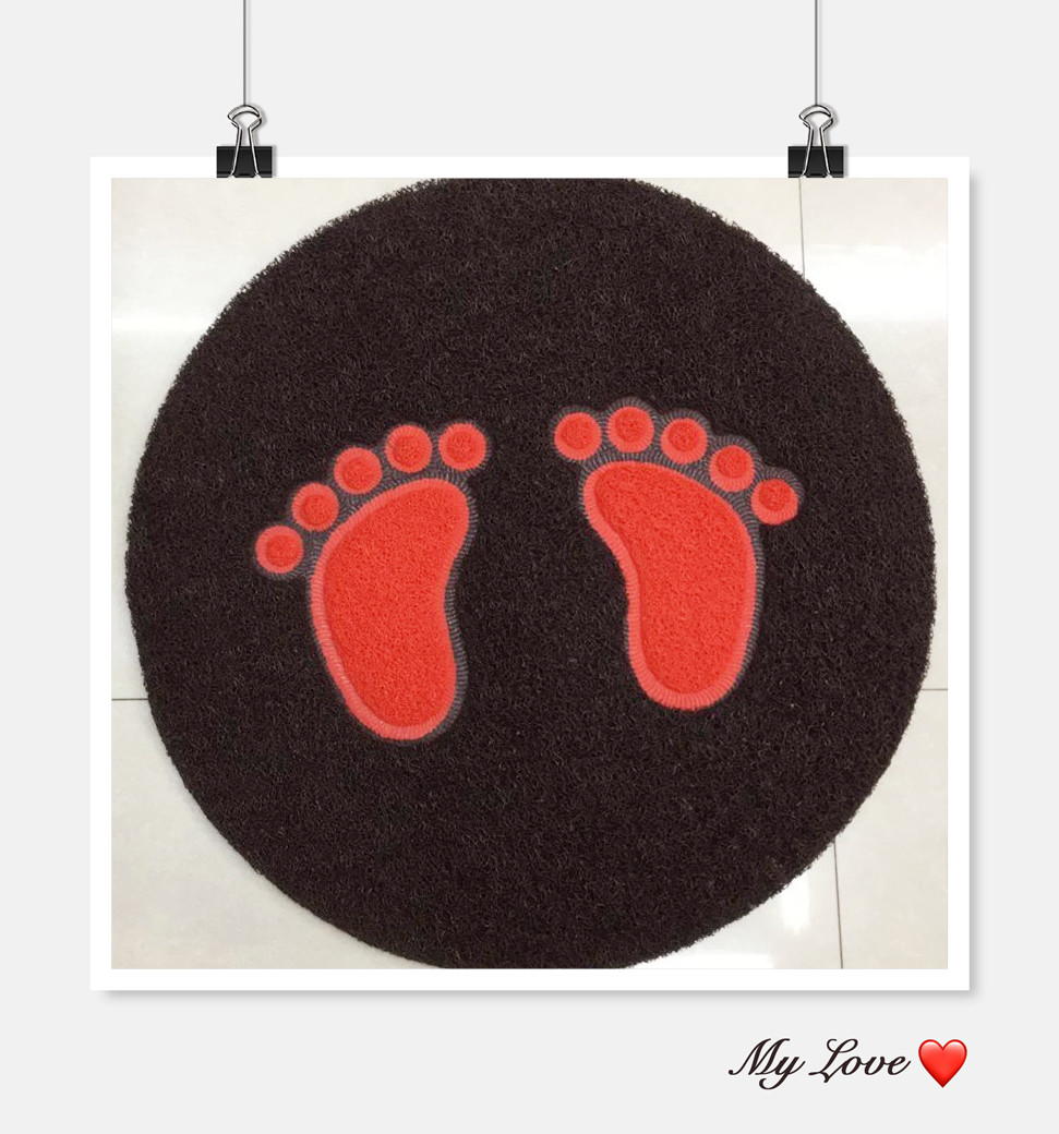 Thin round brushed puzzle floor mat, brushed splicing mat, PVC floor mat, anti-slip foot mat, door mat details Picture