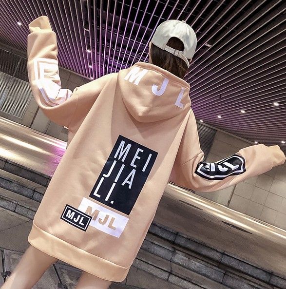 New Korean-style fashionable, versatile, casual and stylish, fleece and thickened plump MM 210-pound large size sweatshirt details Picture