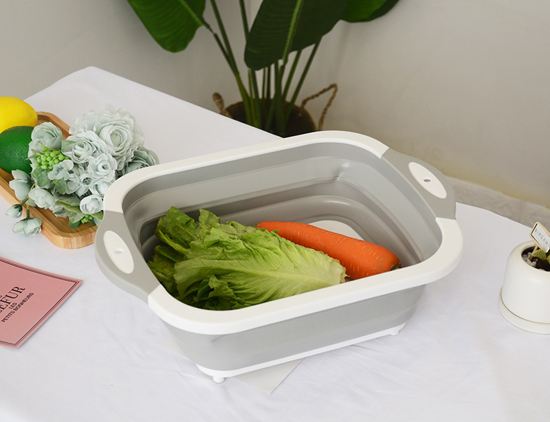 多功能可折叠切菜板塑料砧板 水切洗切二合一洗菜盆 硅胶水槽砧板